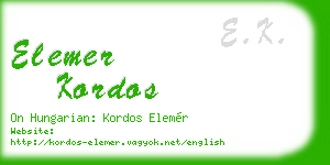 elemer kordos business card