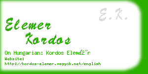 elemer kordos business card